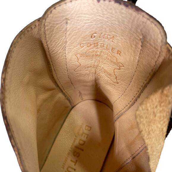 Bed Stu Xena Ankle Booties 6 Brown Leather Distressed Heel Lace Back Rustic - Picture 7 of 7